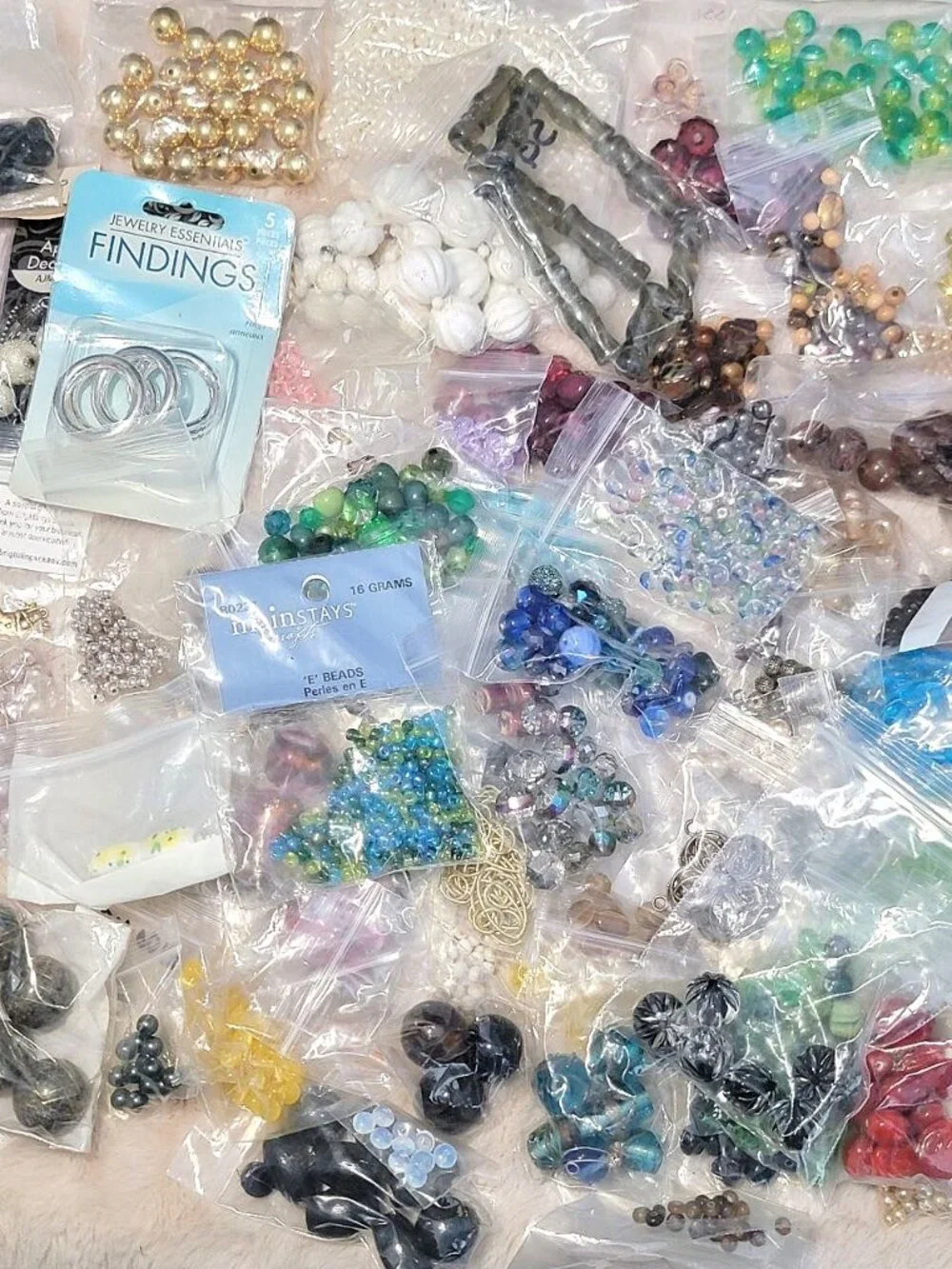 HUGE 4.5lb Destash Lot Jewelry Making Beads Findings Cabachons Various Mats #H